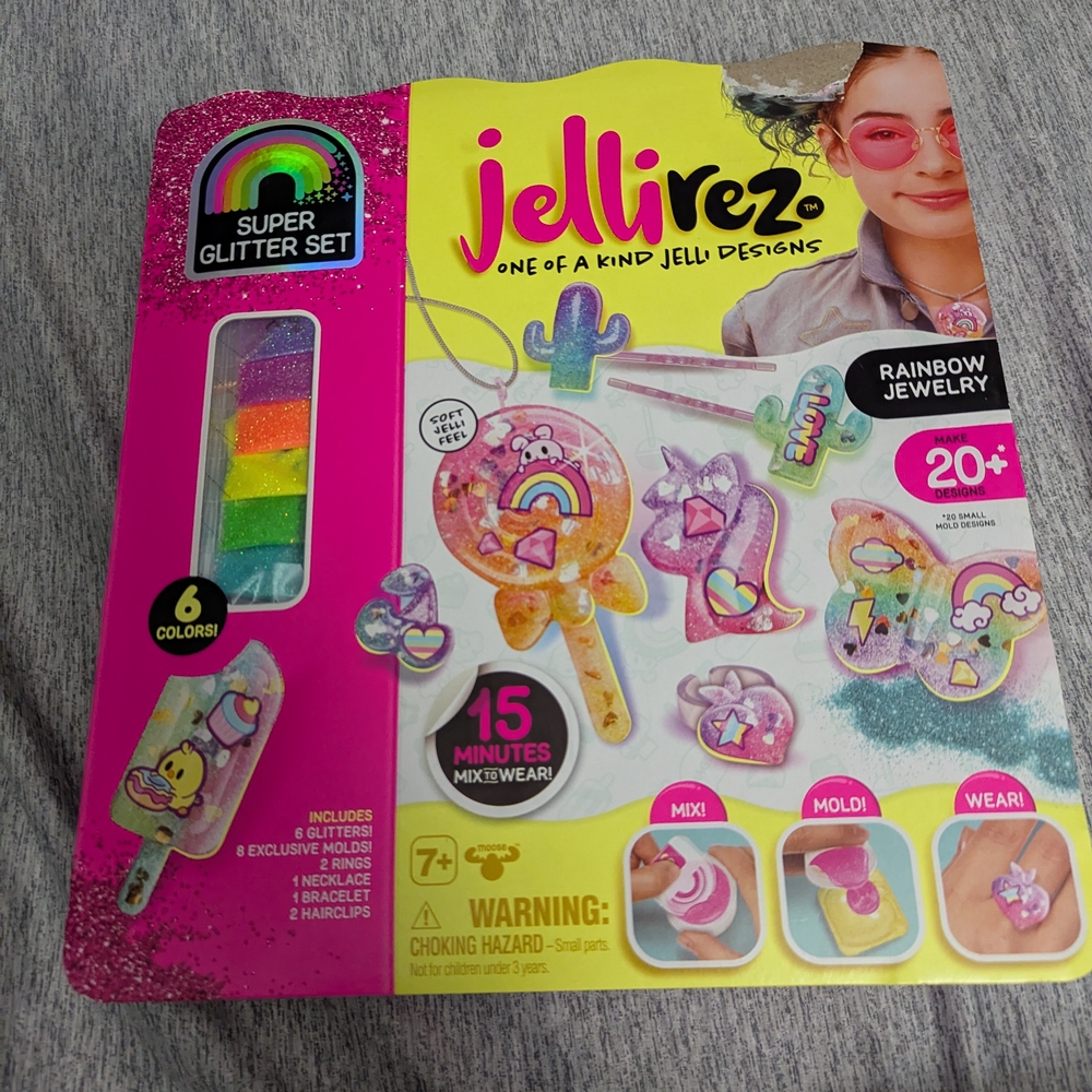 New In Box Jelli Rez Super Glitter Set Rainbow Jewelry DIY NWT Gift Christmas